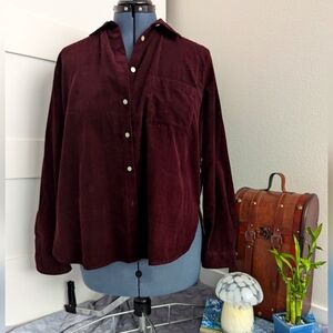 LOFT Burgundy Button Down Shirt